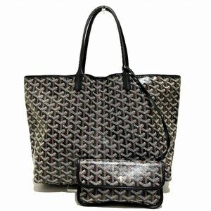Goyard St Louis PM Black Shoulder Tote Bag & Pouch Wallet Goyardine Saint Louis